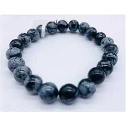 JB8314 8 mm Obsidian Snowflake Bracelet