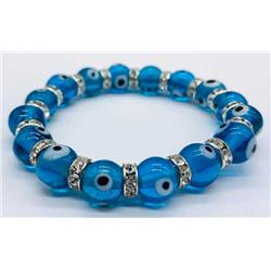 JB8EVIA 8 mm Evil Eye Bracelet, Aqua