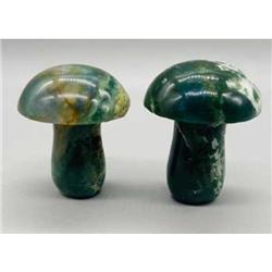 Picture of AzureGreen SM058 1.75 in. Mushroom Sculpture, Moss Agate - Set of 2