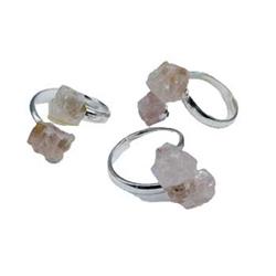 JR9005 Adjustable Rose Quartz Rings - Set of 3