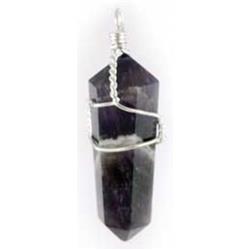 JWPAME5 Wire Wrapped Point Necklace Pendant, Amethyst