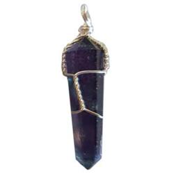 JWPFLU5 Wire Wrapped Point Necklace Pendant, Fluorite - Set of 5