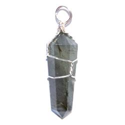 JWPLAB5 Wire Wrapped Point Necklace Pendant, Labradorite - Set of 5