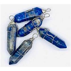 JWPLAP5 Wire Wrapped Point Necklace Pendant, Lapis - Set of 5