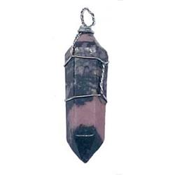 Wire Wrapped Rhodonite Point Necklace Pendants - Set of 5
