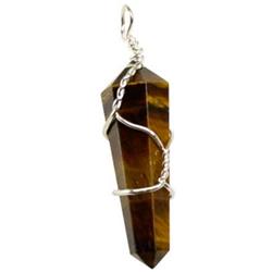JWPTE5 Wire Wrapped Tiger Eye Point Pendants - Set of 5