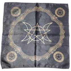 Picture of Azure Green RASC103 21 x 21 in. Triple Moon Pentagram Altar Cloth&#44; Black
