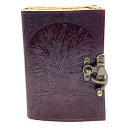 BBBL3198 Tree of Life Aged Looking Paper Leather with Latch -  AzureGreen