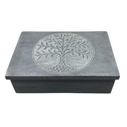 Picture of AzureGreen FB74 4 x 6 in. Tree of Life Soapstone Box