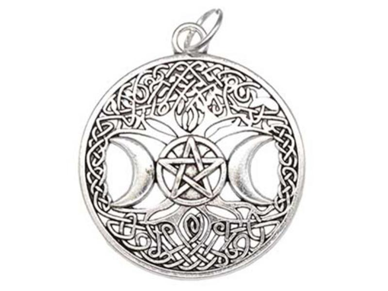 ATRETMP 0.25 in. Tree of Life Triple Moon Pentagram Amulet