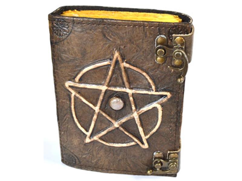BBBL3319 Pentagram W Stone Aged Looking Paper Leather with Latch