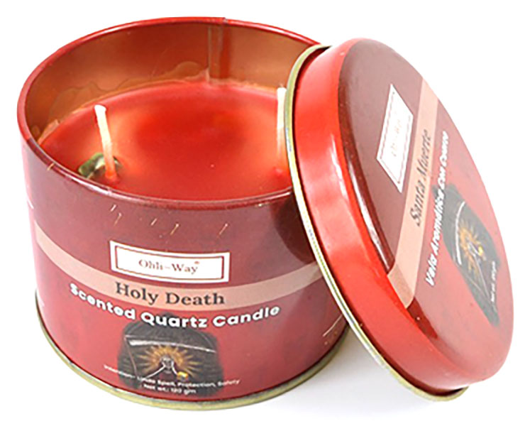 CTSANM Santa Muerte Holy Death Quartz Tin Candle