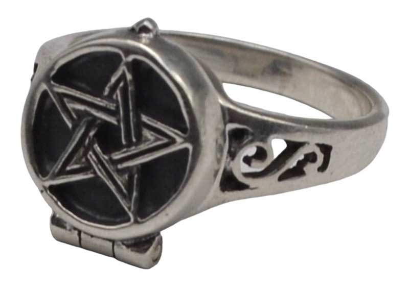 JRPOI7 Pentagram Poison Ring Sterling, Size 7