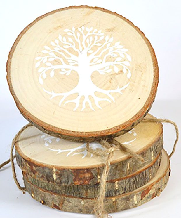 Picture of AzureGreen FC3331 4 in. Tree of Life Wood Coasters - Set of 4