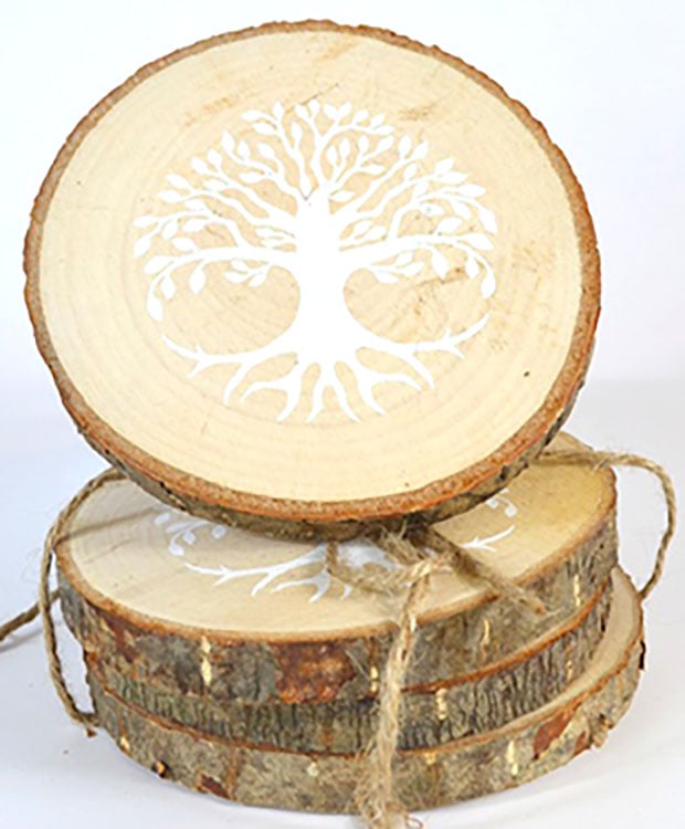 Picture of AzureGreen FC3331 4 in. Tree of Life Wood Coasters - Set of 4