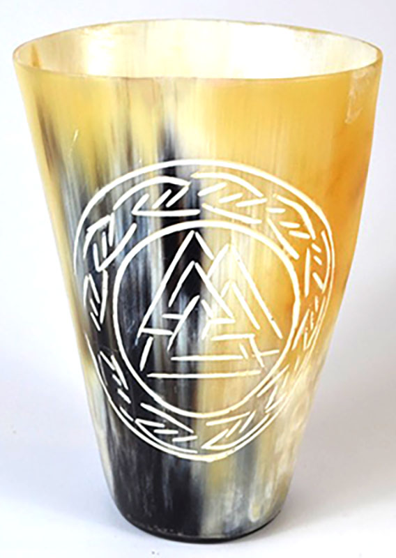 Picture of AzureGreen RC07C 4 in. Norse Valknut Buffalo Horn Mug