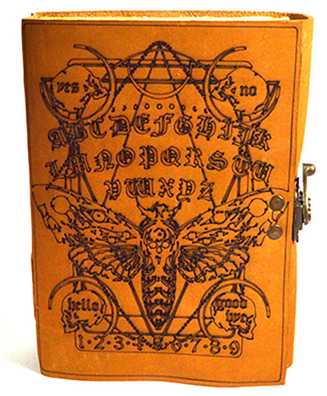 BBBL3391 Moth & Ouija Board Aged Looking Paper Leather with Latch