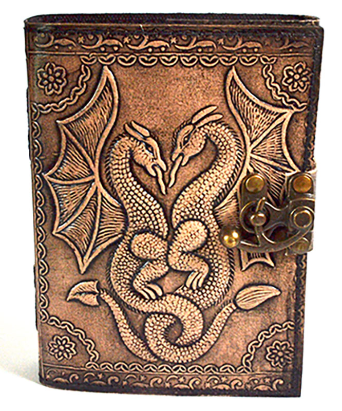 BBBL3379 Double Dragon Aged Looking Paper Leather with Latch