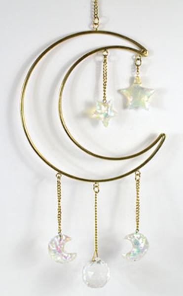 Picture of AzureGreen FWH8053 14.5 x 6 in. Crescent Moon with Stones Wall Hanging