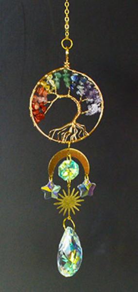 FSCWH02 15 in. 7 Chakra Tree of Life Sun Catcher