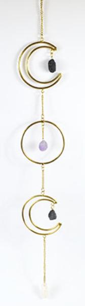 FWH8052 22 x 3 in. Triple Moon Wreath with Stones Wall Hanging