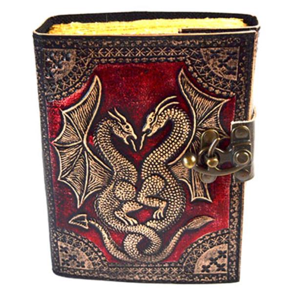 Picture of Azuregreen BBBL3441A 4.5 x 6.5 in. Red Double Dragon Aged Looking Paper Leather with Latch - Unlined