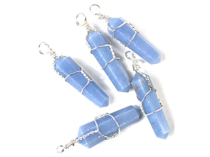 JWPANG5 Angelite Wire Wrapped Point - Set of 5