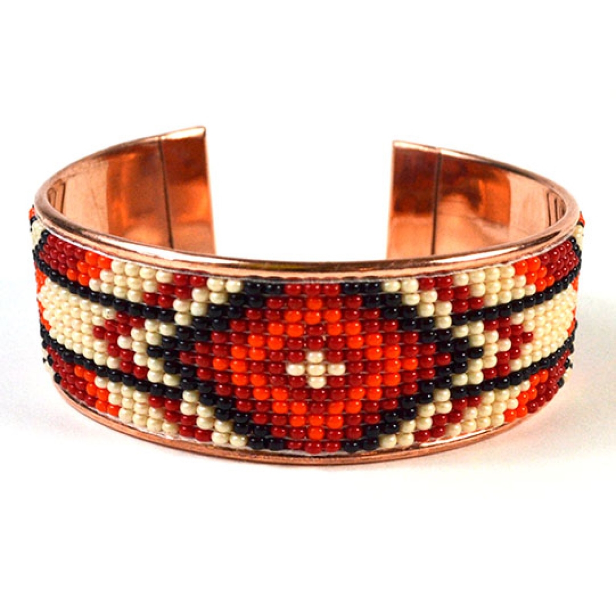 JBCBJ Czech Beaded Copper Cuff Bracelet