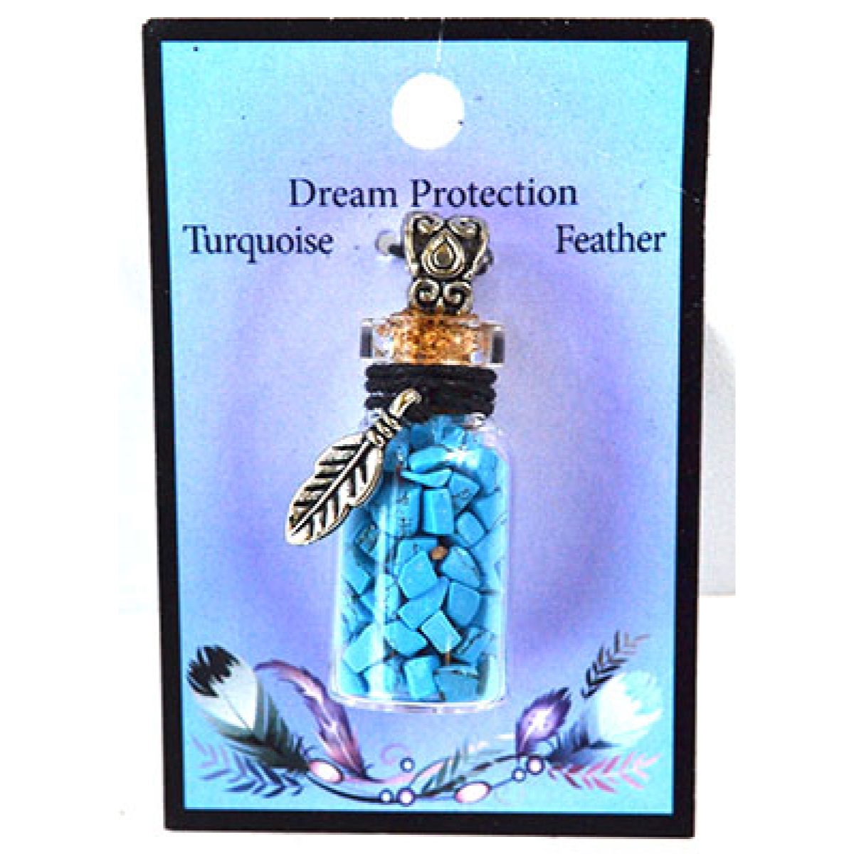 JNCTUR Turquoise Chips in Bottle Necklace with Feather