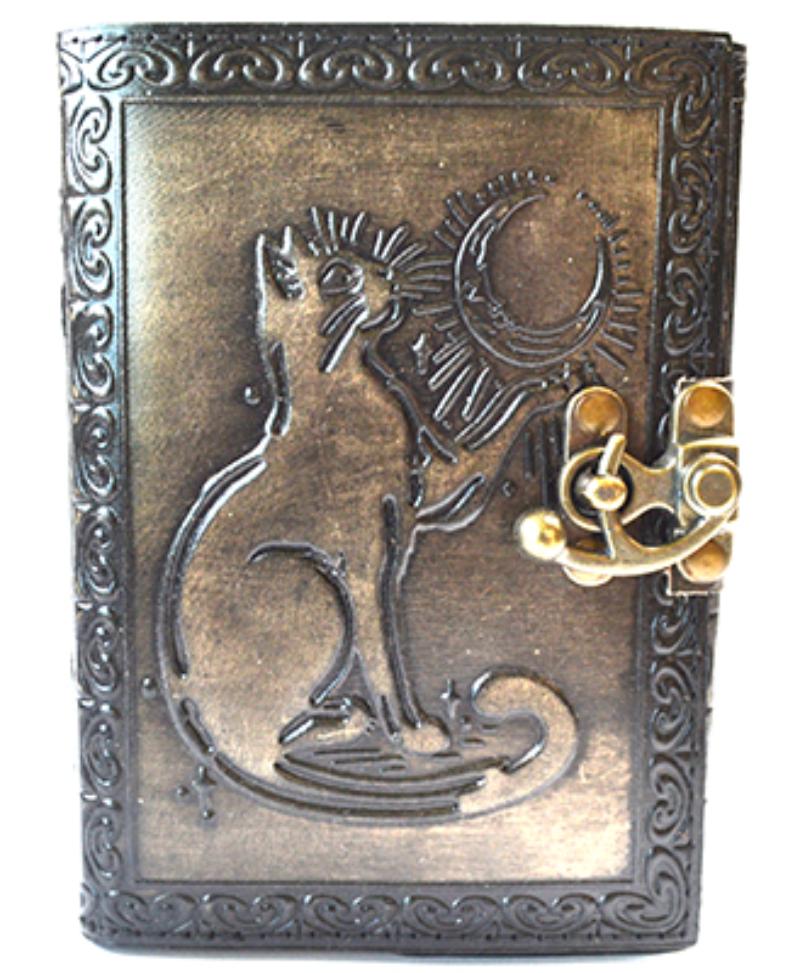 BBBL3456 Cat Aged Looking Paper Leather with Latch, 4.5 x 6.5 in. - Unlined