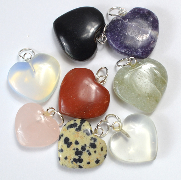 GHEA50 Heart Pendant Various Stones - Set of 50
