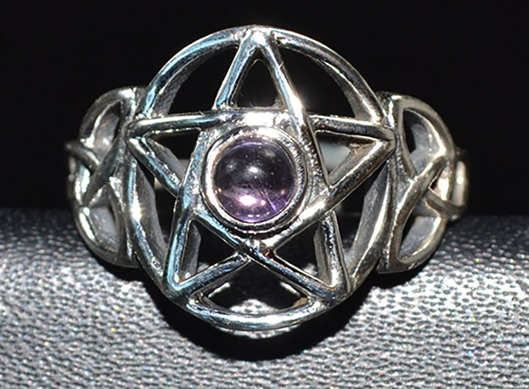 JRPENAA Amethyst Pentagram Adjustable Ring