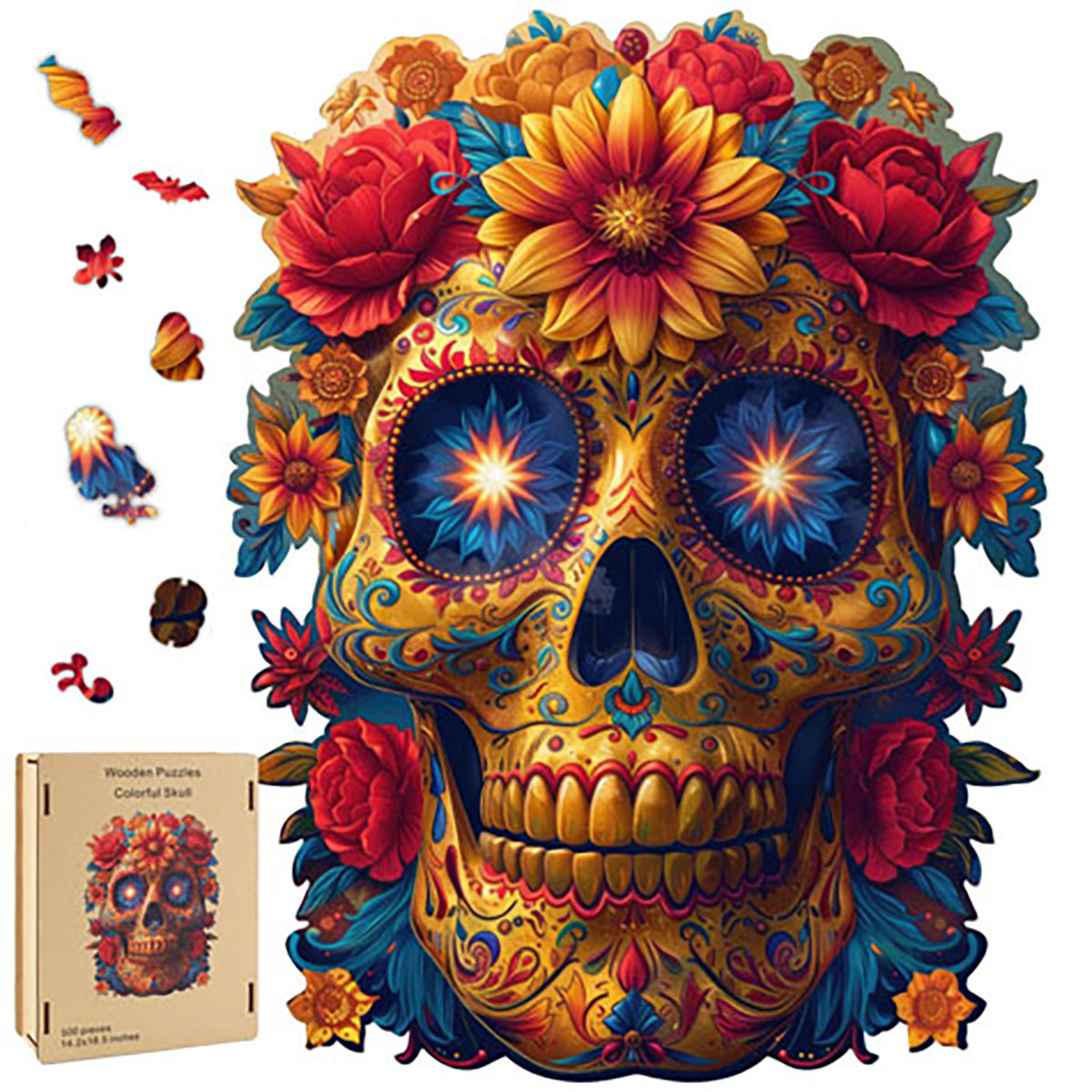 FP3515 Skull & Roses Wood Puzzle