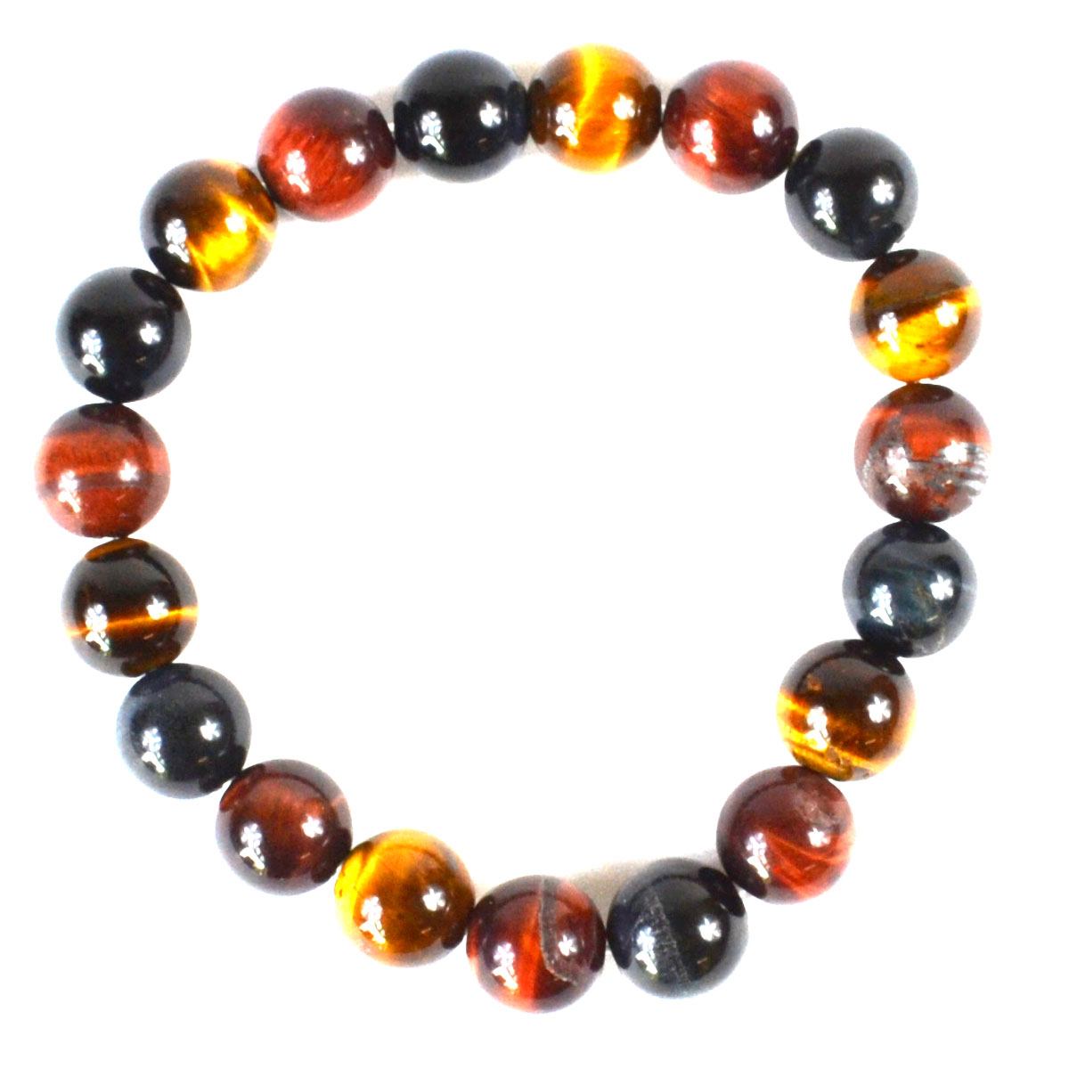 JB10026 10 mm Tiger Eye Bracelet, Tricolor