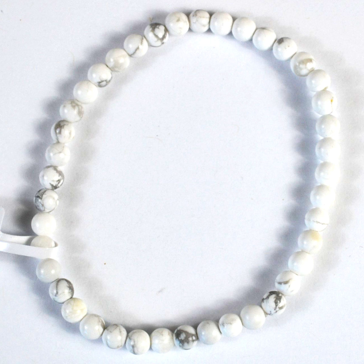 JB4327 4 mm Howlite Bracelet, White