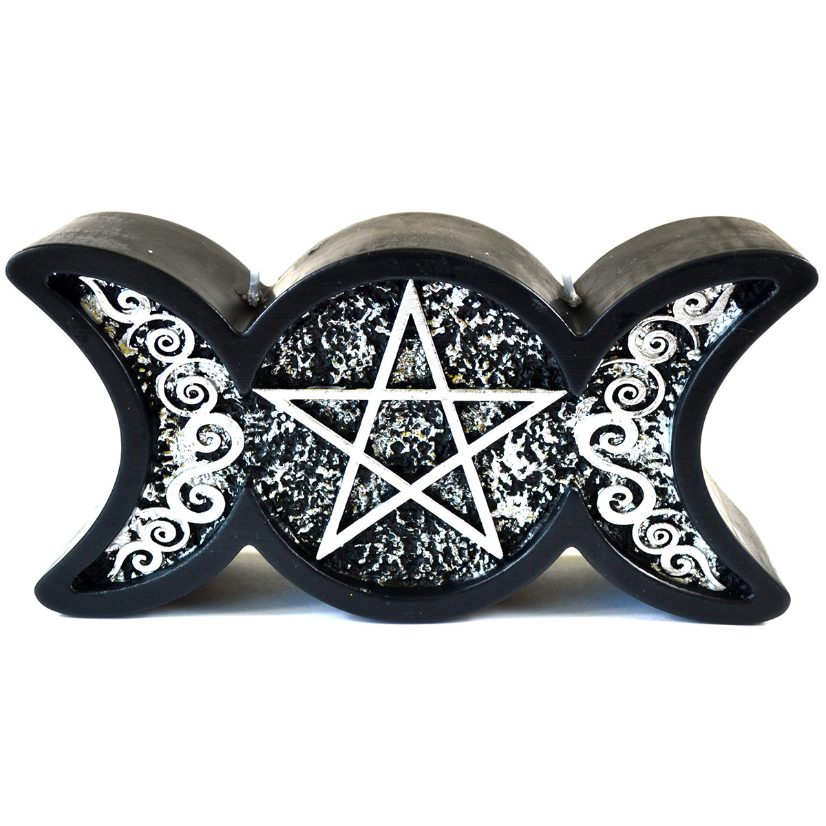 Azure Green CTRIBK 7.75 x 3.5 in. Black Triple Moon Candle