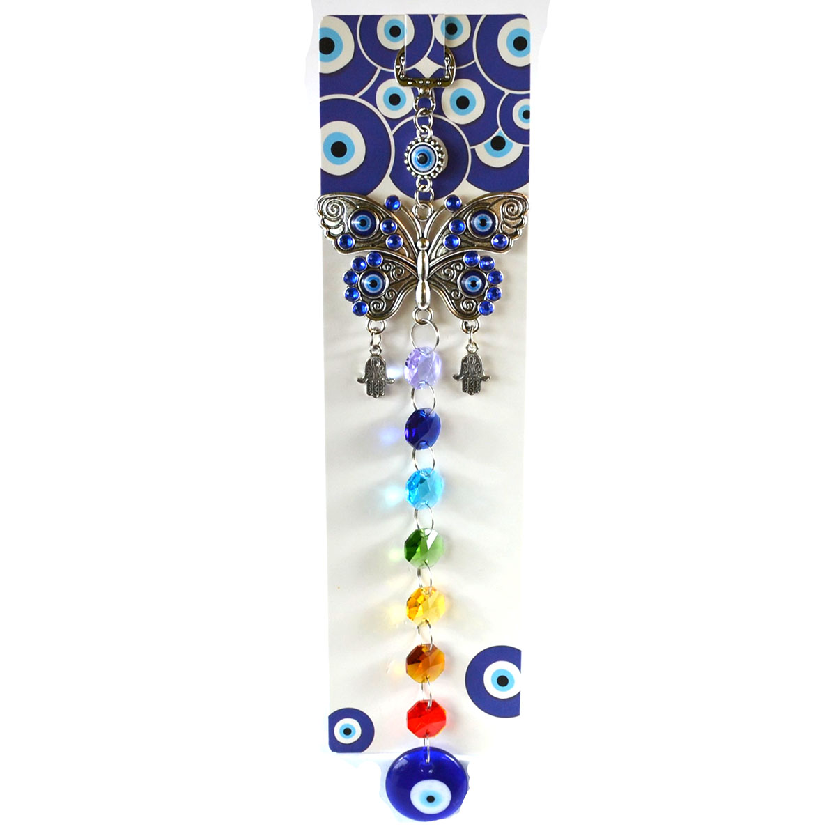 FWH036 11.75 in. Butterfly Evil Eye Wall Hanging Decor