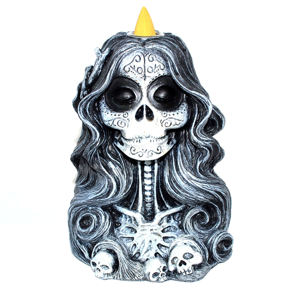 Azure Green IBF037 6 in. Santa Muerte Back Flow Incense Burner