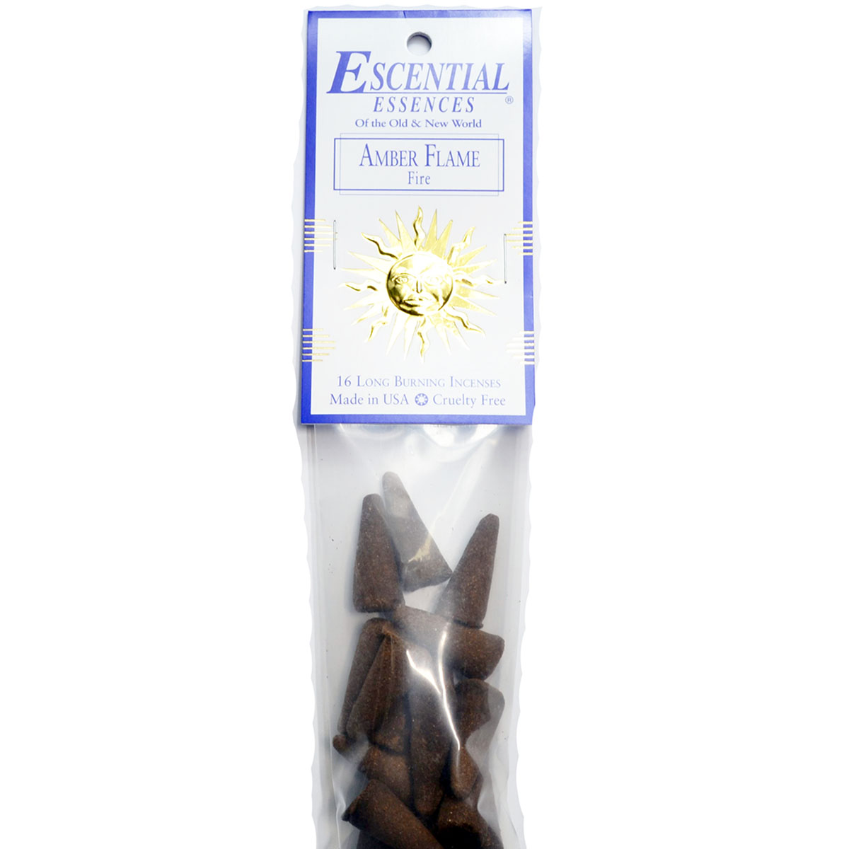 ICMAMBF Amber Flame Escential Essences Incense Cones - Pack of 16