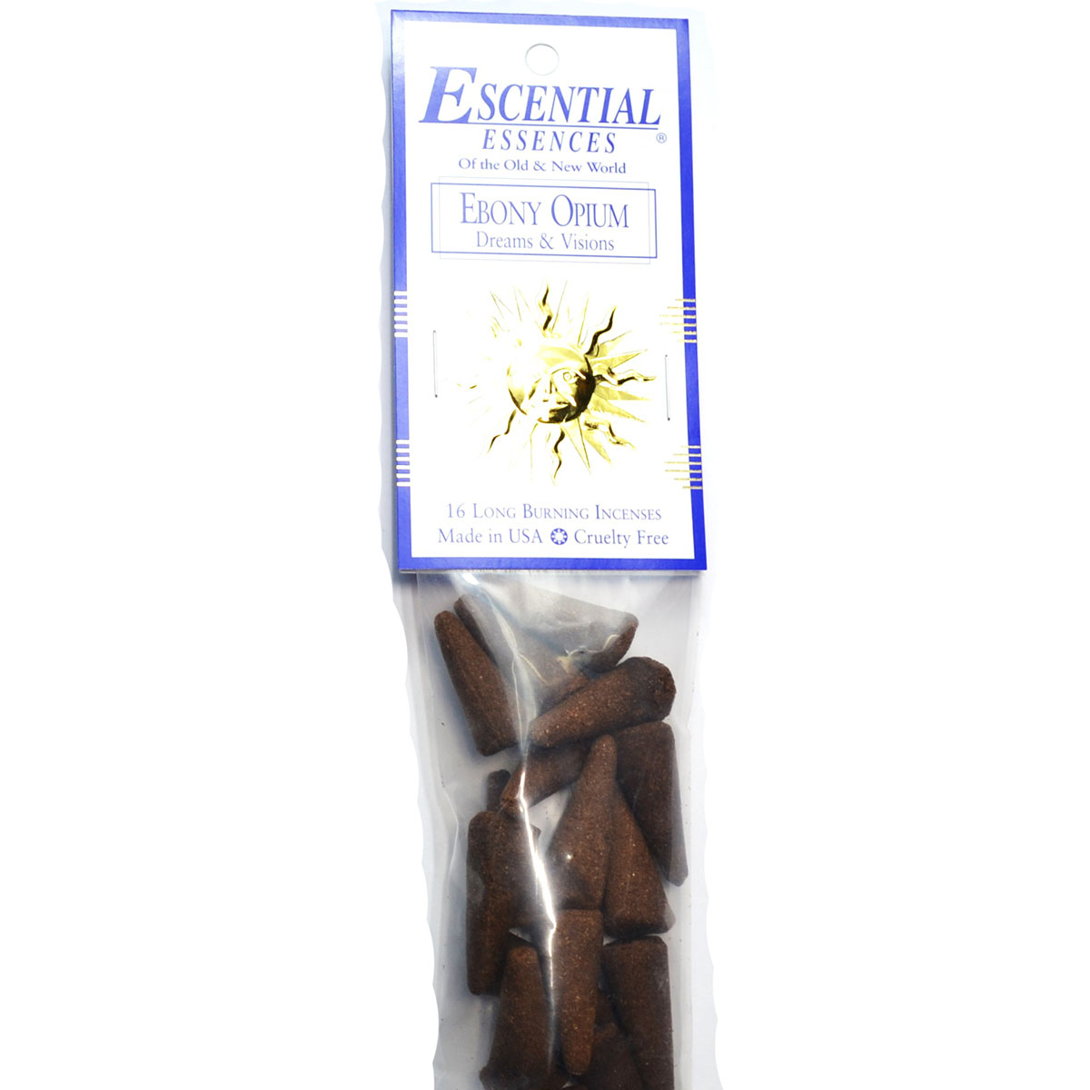 ICMEBOO Ebony Opium Escential Essences Incense Cones - Pack of 16
