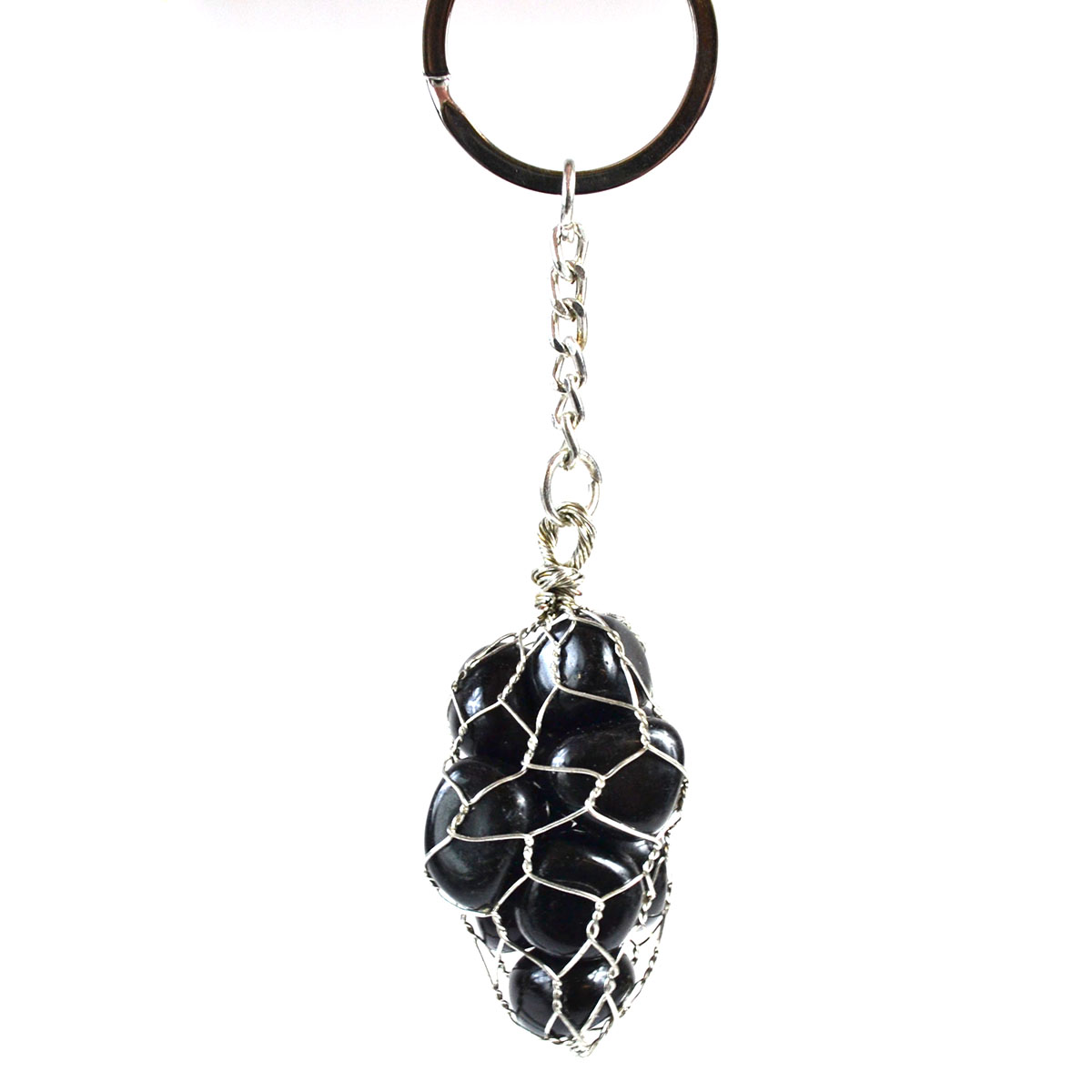 JK022 Back Obsidian Wire Bag Keychain