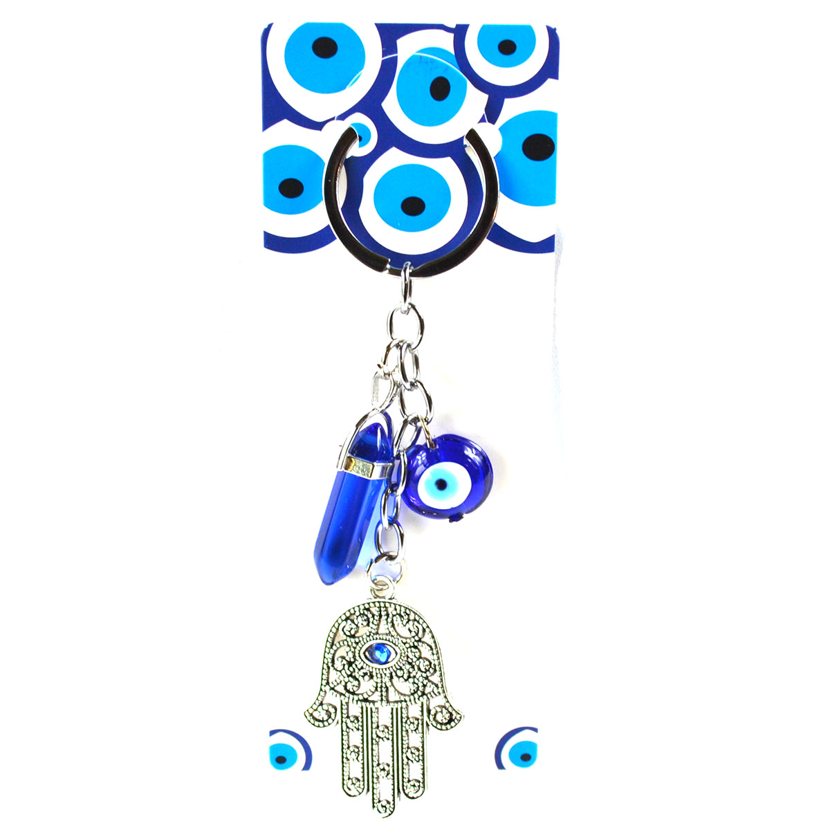 JK029 Hand of Fatima with Point Evil Eye Keychain