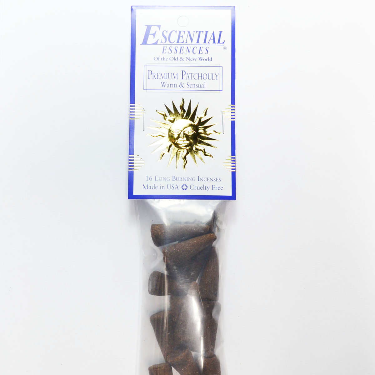 ICMPREP Premium Patchouli Escential Essences Incense Cones - Pack of 16