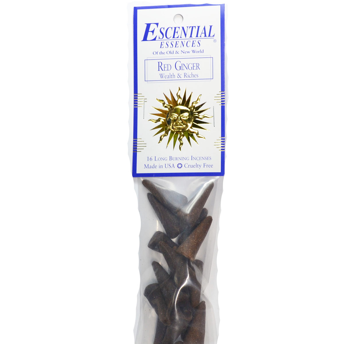 ICMREDG Red Ginger Escential Essences Incense Cones - Pack of 16