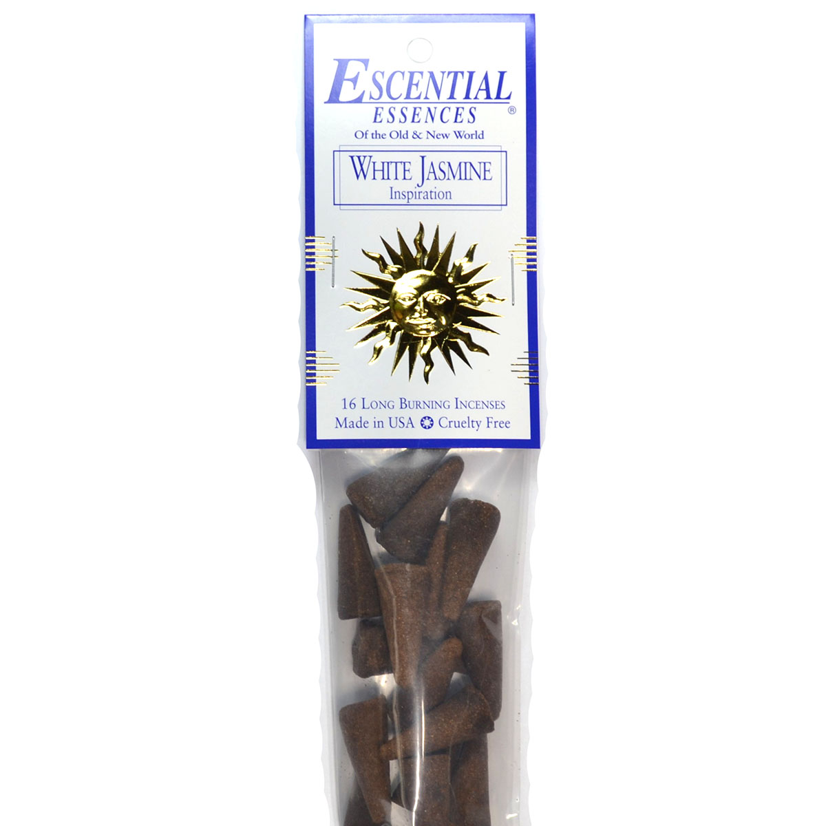ICMWHIJ White Jasmine Escential Essences Incense Cones - Pack of 16