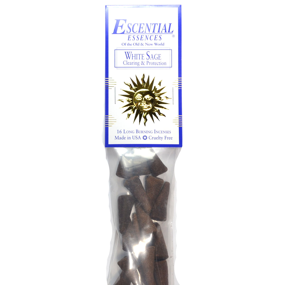 ICMWHIS White Sage Escential Essences Incense Cones - Pack of 16