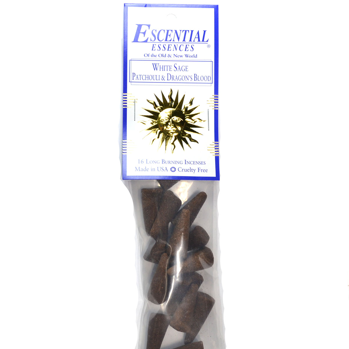 ICMWPD White Sage, Patchouli & Dragons Blood Escential Essences Incense Cones - Pack of 16