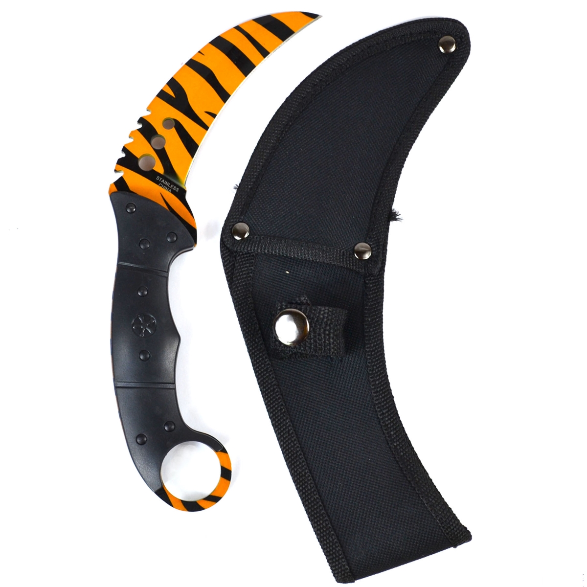 RB462 8.75 in. Tiger Print Boline Ritual Harvest Knife