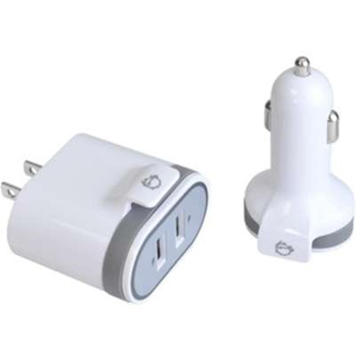 AC-PW1A22-S1 Fast Charging USB Wall Car Charger Bundle Pack, White