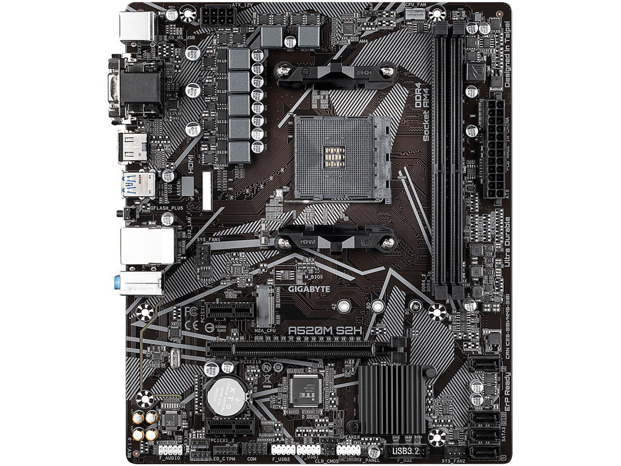 Picture of Gigabyte A520M S2H AM4 AMD A520 DDR4 Hdmi DVI-D D-Sub M-ATX Retail Motherboard